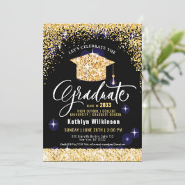 Elegante Gold Glitzer Sparkling Graduation Party Einladung
