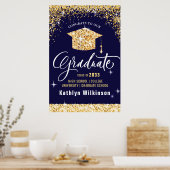 Elegante Gold Glitzer Sparkling Graduation Party Poster (Küche)