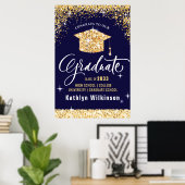 Elegante Gold Glitzer Sparkling Graduation Party Poster (Heimbüro)