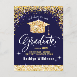 Elegante Gold Glitzer Sparkling Graduation Party Postkarte