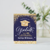 Elegante Gold Glitzer Sparkling Graduation Party Postkarte (Stehend Vorderseite)
