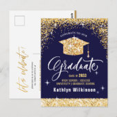 Elegante Gold Glitzer Sparkling Graduation Party Postkarte (Vorne/Hinten)