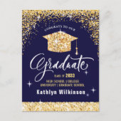 Elegante Gold Glitzer Sparkling Graduation Party Postkarte (Vorderseite)