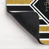 Elegante Gold Glitzer Streifen mit Name Monogram Mousepad (Ecke)