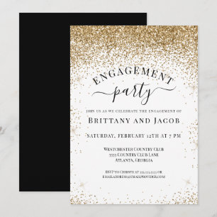 Elegante Gold Glitzer Wedding Engagement Party Einladung