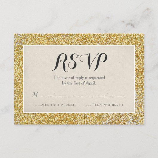 Elegante Gold Glitzer Wedding RSVP Card (Vorderseite)