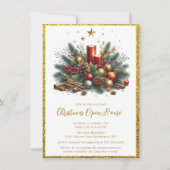 Elegante Gold Glitzer Weihnachts-Open House Einladung (Vorderseite)
