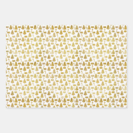 Elegante Gold Glitzer Weihnachtssymbole Geschenkpapier Set