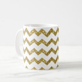 Elegante Gold Glitzer & White Stripes Tasse (Vorderseite Links)