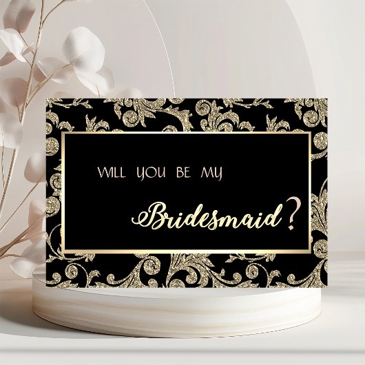 Elegante Gold Glitzer Wirbel Bridesmaid Card Einladung