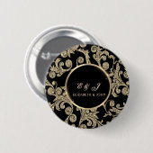 Elegante Gold Glitzer Wirbel Hochzeit Button (Vorne & Hinten)