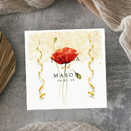 Elegante Gold Glitzern Blume Hochzeitsscocktail Serviette