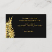 Elegante Gold Golden Palms Black Business Card Visitenkarte (Rückseite)