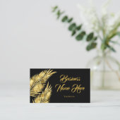 Elegante Gold Golden Palms Black Business Card Visitenkarte (Stehend Vorderseite)
