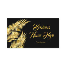 Elegante Gold Golden Palms Black Business Card