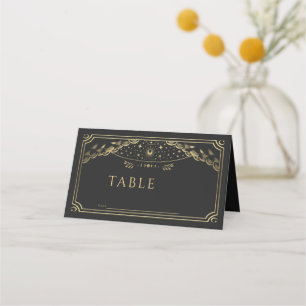 Elegante Gold Gothic Tarot Card Hochzeit Platzkarte