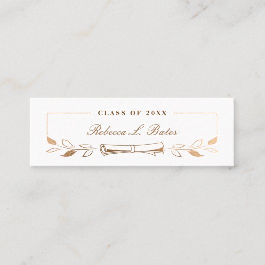 Elegante Gold Graduate Name Card Telefonnummerkarte (Vorderseite)