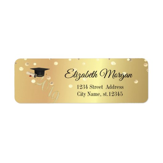 Elegante Gold Graduation Cap, Confetti (Vorne)
