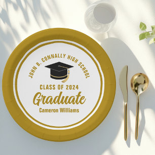 Elegante Gold Graduation Party Personalisiert Pappteller