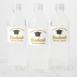 Elegante Gold Graduation Party Personalisiert Wasserflaschenetikett