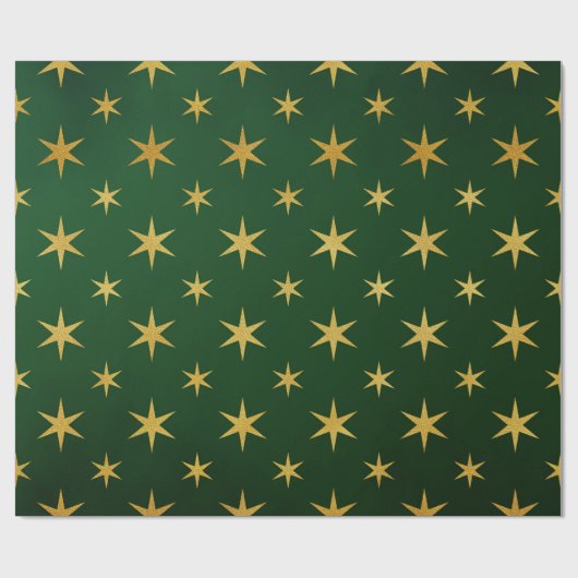 Elegante Gold Green Christmas Star Muster Geschenk Geschenkpapier (Flach)