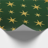 Elegante Gold Green Christmas Star Muster Geschenk Geschenkpapier (Ecke)