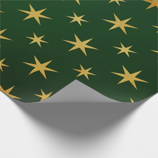 Elegante Gold Green Christmas Star Muster Geschenk Geschenkpapier (Ecke)
