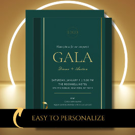 Elegante Gold Green Gala Spendenveranstaltung Einladung