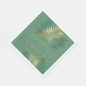 Elegante Gold Green Tropical Pflanze Blätter Hochz Serviette (Ecke)