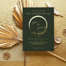 Elegante Gold Green Wedding Foil Einladung