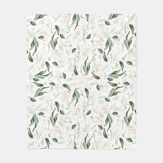 Elegante Gold Greenerity Blätter Fleecedecke (Vorderseite)