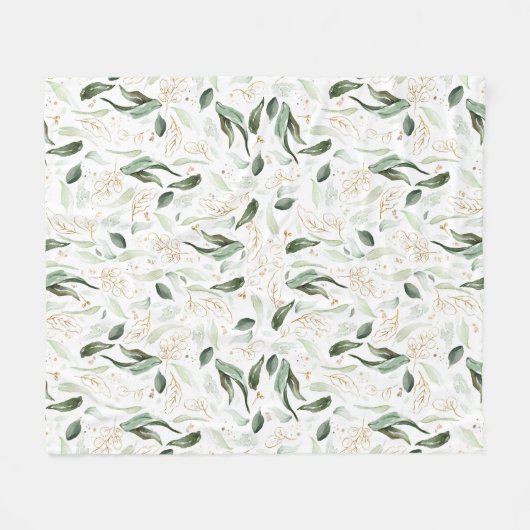 Elegante Gold Greenerity Blätter Fleecedecke (Vorderseite (Horizontal))