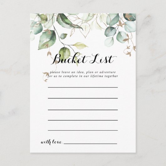 Elegante Gold Greenerity Bucket List Cards Postkarte (Vorderseite)