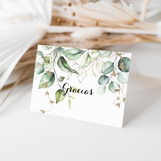 Elegante Gold Greenerity Folded Wedding Gracias Ca Dankeskarte
