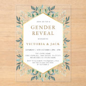 Elegante Gold Greenerity Frame Gender Reveal Acryleinladungen (Vorderseite)