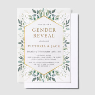 Elegante Gold Greenerity Frame Gender Reveal Pergament Einladungen