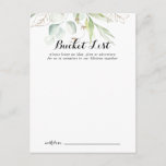 Elegante Gold Greenerity Wedding Bucket List Cards Postkarte<br><div class="desc">Diese eleganten goldgrünen Eimerkarten sind die perfekte Wahl für einen modernen Hochzeitsempfang oder ein modernes Brautparty. Das Design ist mit handgezeichnet Gold- und botanisch-grünen Eukalyptus-Blätter ausgestattet,  die künstlerische Schönheit inspirierend. Ändern Sie den Wortlaut in Anzug jedes Lebensereignisses. Das Schild der Schaufelliste wird separat verkauft.</div>