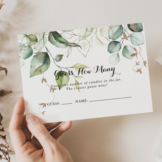 Elegante Gold Greenery schätzen, wie viele Game Ca Visitenkarte