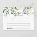 Elegante Gold Greenery Wedding Advice Card Postkarte<br><div class="desc">Diese elegante goldgrüne Hochzeitsratenkarte ist ideal für eine moderne Hochzeit. Das Design ist mit handgezeichnet Gold- und botanisch-grünen Eukalyptus-Blätter ausgestattet, die künstlerische Schönheit inspirierend. Diese Karten sind ideal für Hochzeiten, Brautparty, Babydusche, Graduiertenfest u.v.m. Personalisieren Sie die Karten mit den Namen der Braut und Bräutigam, den Eltern, die Sie werden oder...</div>