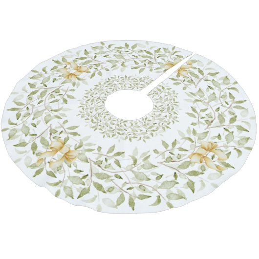 Elegante Gold Grün Weihnachten Wasserfarbe Moderne Polyester Weihnachtsbaumdecke (Schrägansicht)