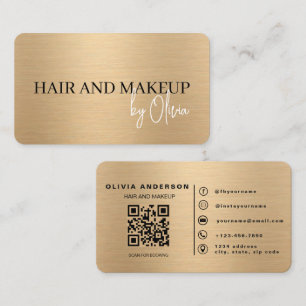 Elegante Gold Haar- und Make-up-Artist QR-Code Visitenkarte