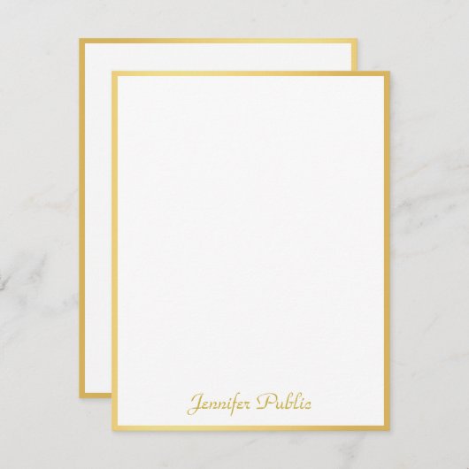 Elegante Gold Hand Script Personalisiert Template Mitteilungskarte (Vorne/Hinten)