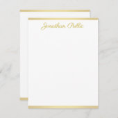 Elegante Gold handgeschriebene Skriptvorlage Flat Mitteilungskarte (Vorne/Hinten)