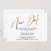 Elegante Gold Handwriting New Date Announcation Einladung (Vorne/Hinten)
