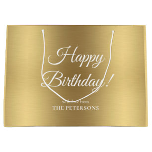 Elegante Gold Happy Birthday Name Große Geschenkta Große Geschenktüte