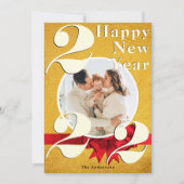 Elegante Gold Happy New Year Custom 2022 Foto Card Einladung (Vorderseite)