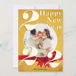 Elegante Gold Happy New Year Custom 2022 Foto Card Einladung