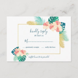 Elegante Gold Hawaiian Hibiskus Hochzeit RSVP Card Karte
