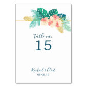 Elegante Gold Hawaiian Hibiskus Wedding Table Card Tischnummer (Rückseite)
