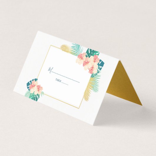 Elegante Gold Hawaiian Hibiskus Wedding Table Card Visitenkarten (Vorderseite)